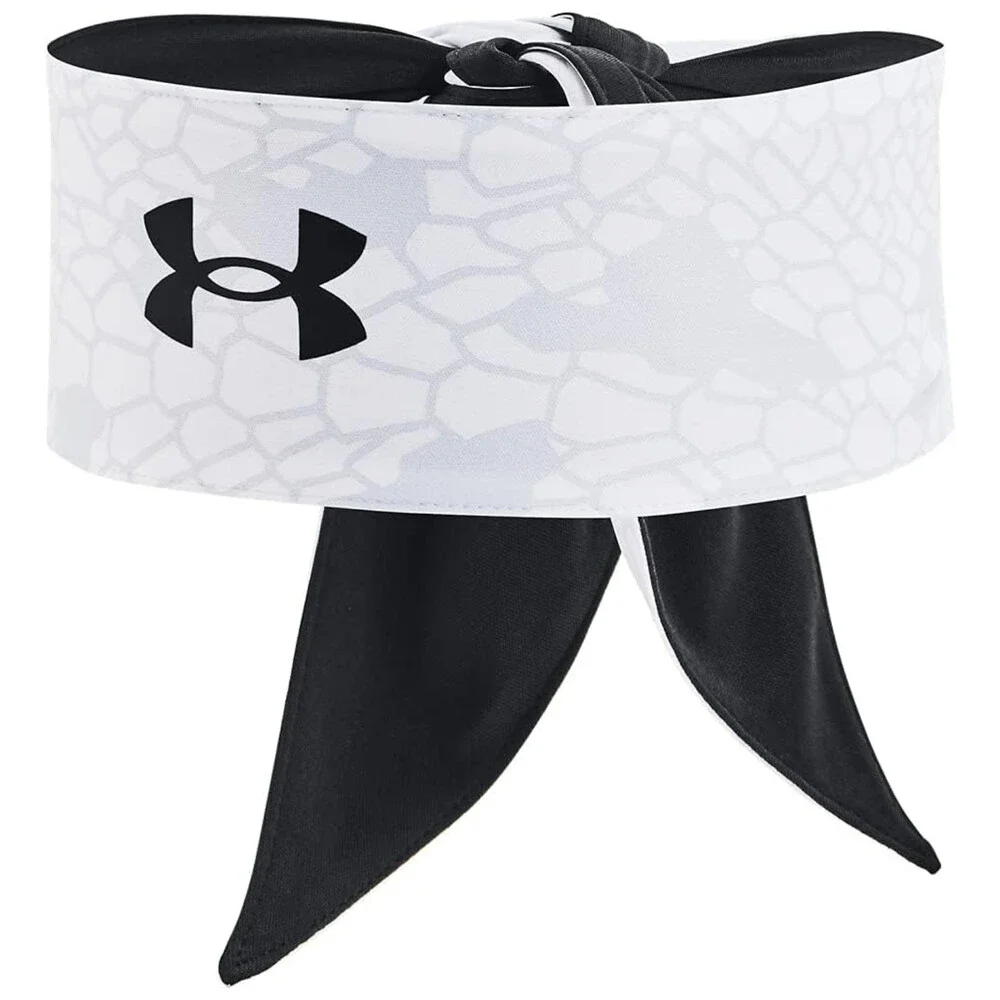 Under Armour Softball Tie Headband Women's OS Black White Sweat Wicking DSGL228